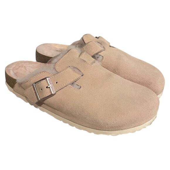 Birkenstock Boston Shearling Clogs SZ 10 Taupe Rose Pink Shearling EU 41 $180 - Picture 1 of 8
